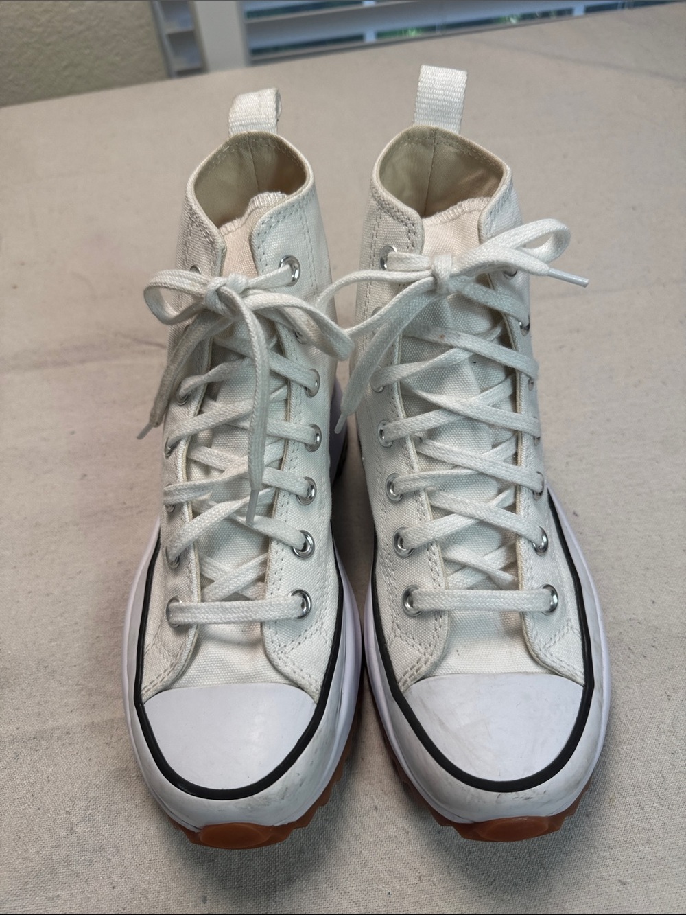Converse All Star Run Stars Hike Platform White Canvas Sneaker.